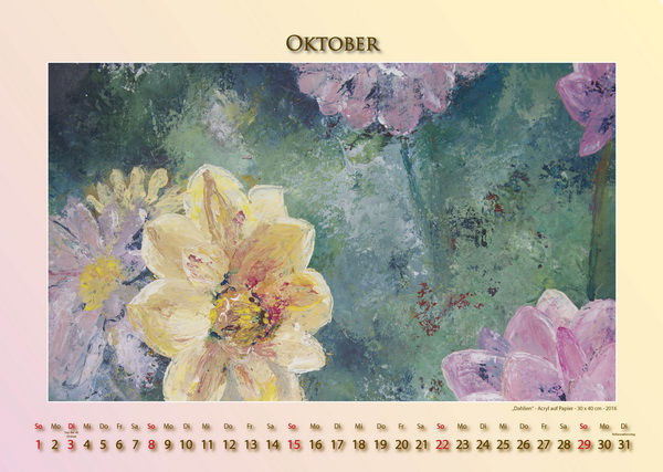 Dahlien - Blumen in Acryl - Kalender © Katharina Hansen-Gluschitz