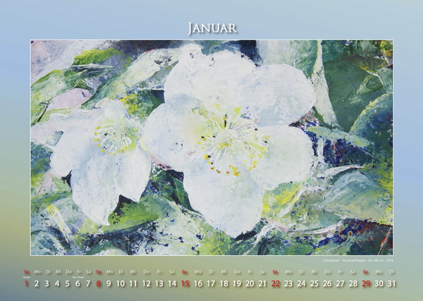 Christrose - Blumen in Acryl - Kalender © Katharina Hansen-Gluschitz