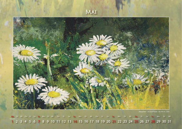 Margariten - Blumen in Acryl - Kalender © Katharina Hansen-Gluschitz