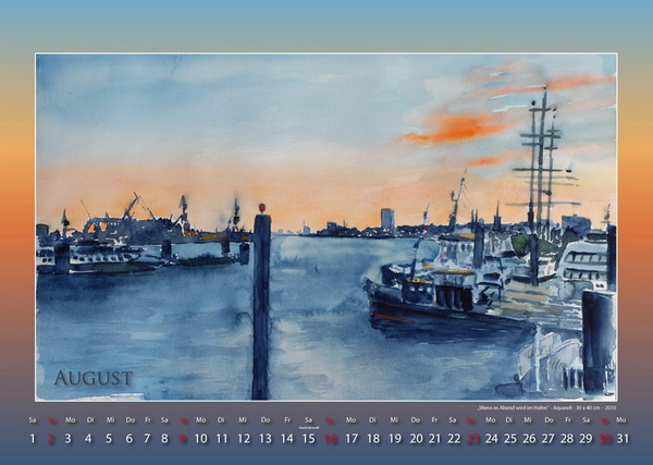 Wenn es Abend wird im Hafen - Mein Hamburg - Kalender © Katharina Hansen-Gluschitz