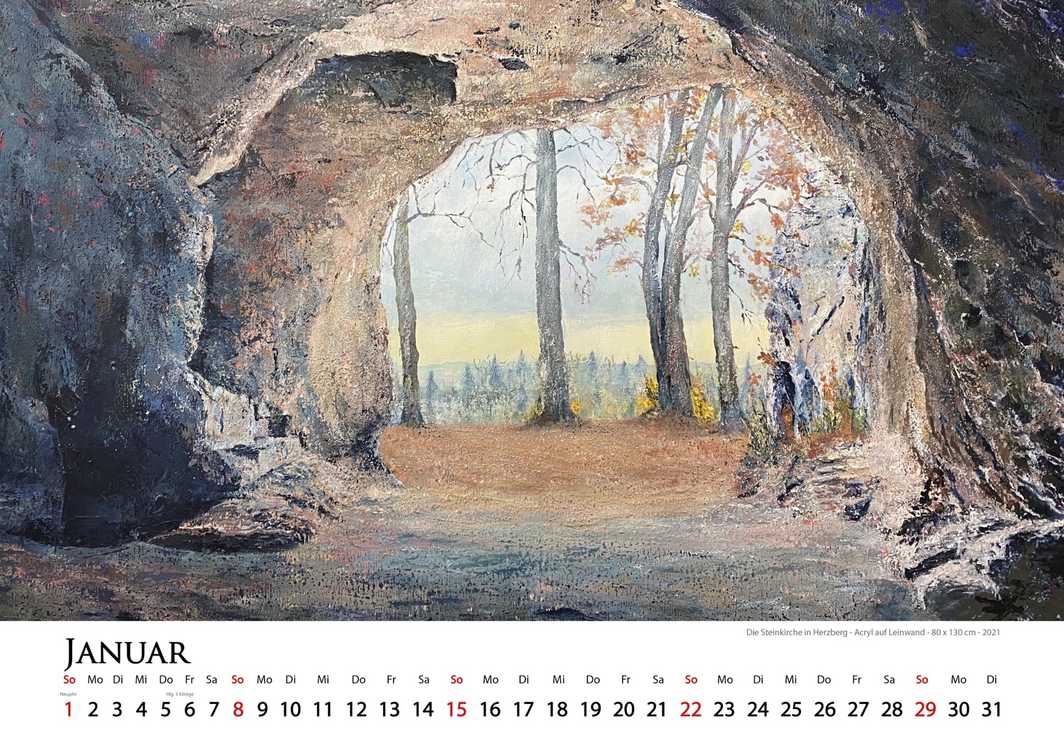 2023 Kalender Landschaften - Januar - Steinhöhle von Herzberg © Katharina Hansen-Gluschitz
