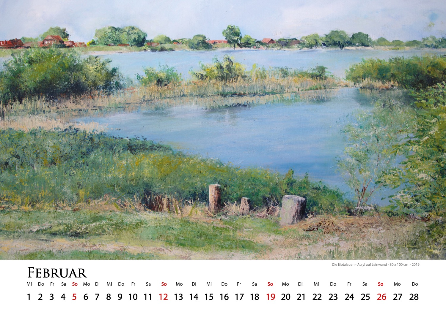 2023 Kalender Landschaften - Februar - Elbtalauen © Katharina Hansen-Gluschitz