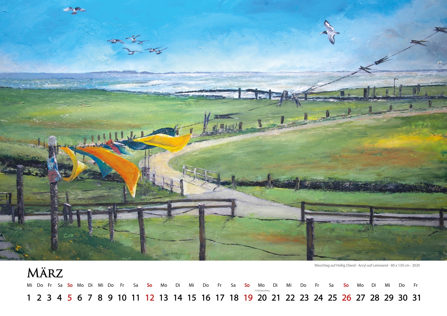 2023 Kalender Landschaften - März - Waschtag auf Hallig Oland © Katharina Hansen-Gluschitz